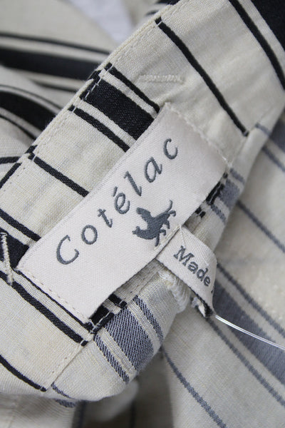 Cotelac Womens Cropped Beige Striped Pants Acetate Size 2