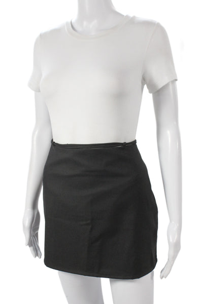 With Jean Women Black Mini Skirt Polyester Blend Tie Waist Short Size M