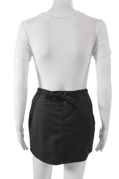 With Jean Women Black Mini Skirt Polyester Blend Tie Waist Short Size M