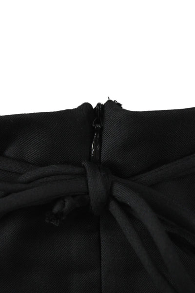 With Jean Women Black Mini Skirt Polyester Blend Tie Waist Short Size M