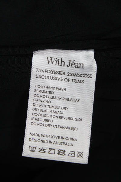 With Jean Women Black Mini Skirt Polyester Blend Tie Waist Short Size M