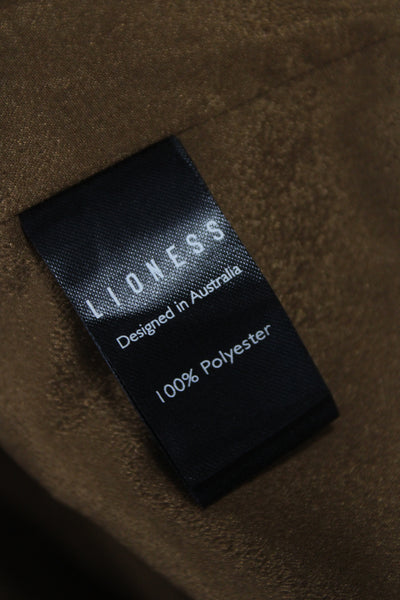 Lioness Women Military Jacket Brown Polyester Button Front Size S