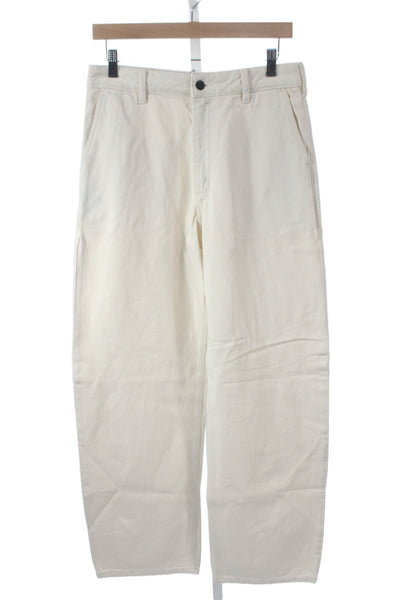 Kallmeyer Womens Ivory Wide Leg Jeans 100% Cotton Button Size 26