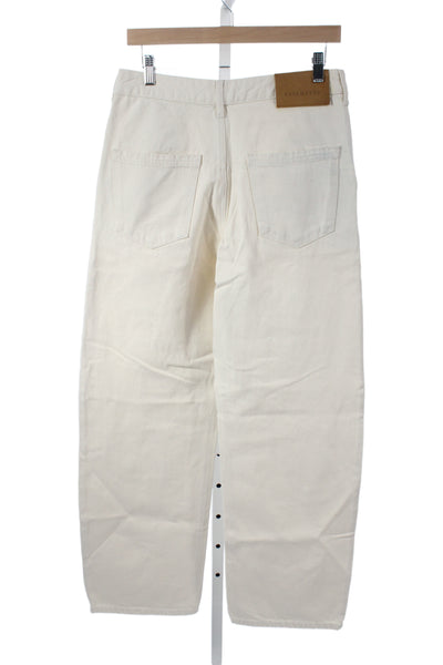 Kallmeyer Womens Ivory Wide Leg Jeans 100% Cotton Button Size 26