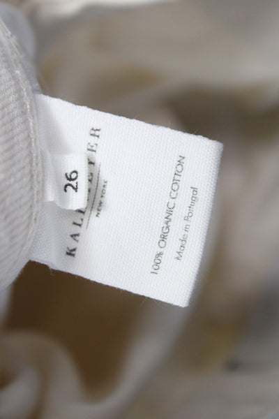 Kallmeyer Womens Ivory Wide Leg Jeans 100% Cotton Button Size 26