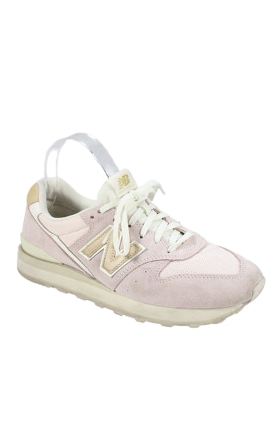 New Balance Womens Lace Up Logo Trainers Sneakers Pink White Suede Size 8