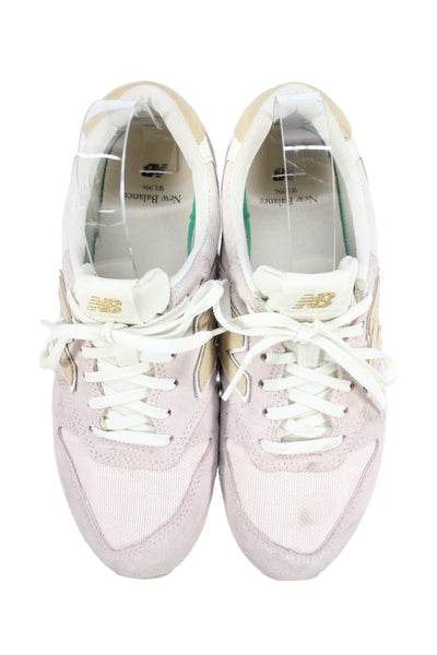 New Balance Womens Lace Up Logo Trainers Sneakers Pink White Suede Size 8