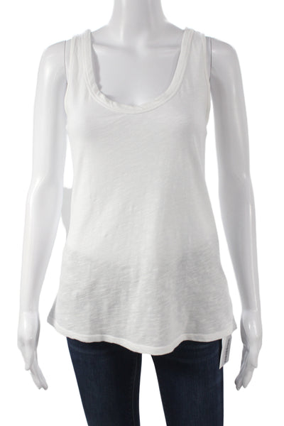 Velvet Womens Basic White Cotton Scoop Neck Sleeveless Tank Summer Size XS