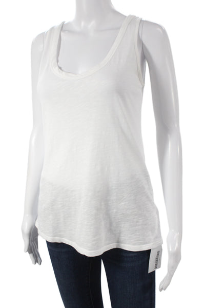 Velvet Womens Basic White Cotton Scoop Neck Sleeveless Tank Summer Size XS
