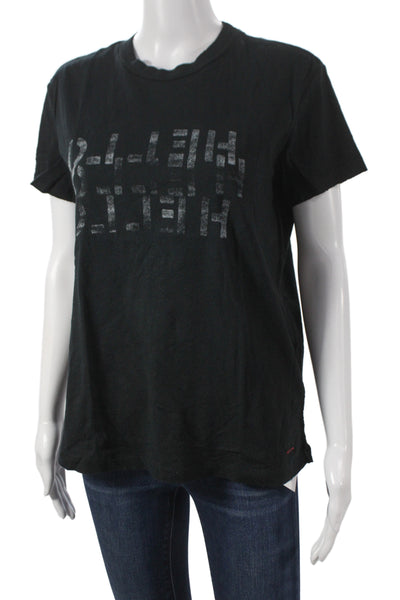 Philanthropy Women Black Basic T-Shirt Crew Neck Short Sleeve Cotton Size XS