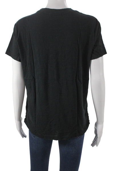 Philanthropy Women Black Basic T-Shirt Crew Neck Short Sleeve Cotton Size XS