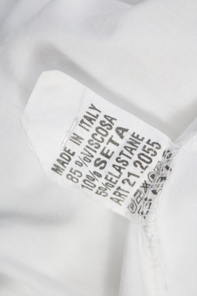 Sam & Lili Womens White V Neck Short Sleeve Basic Blouse Viscose Size L