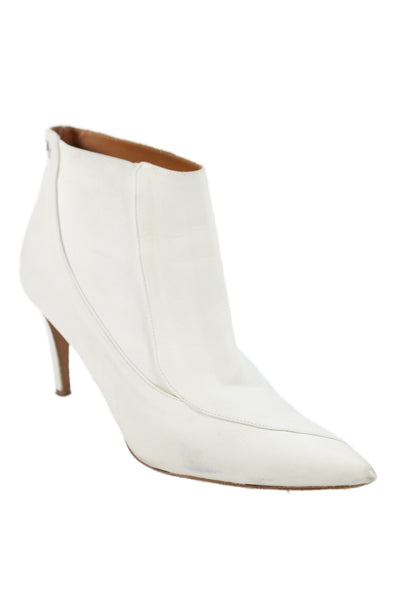 Zadig & Voltaire Womens Leather Pointed Toe Ankle Boots White Size 40 10