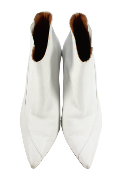 Zadig & Voltaire Womens Leather Pointed Toe Ankle Boots White Size 40 10
