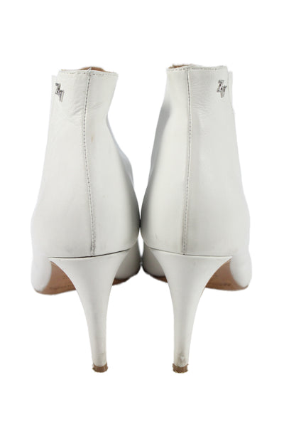 Zadig & Voltaire Womens Leather Pointed Toe Ankle Boots White Size 40 10