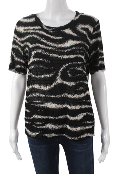 Sophyline Womens Basic Animal Print Black Crew Neck Short Sleeve T-Shirt Size S