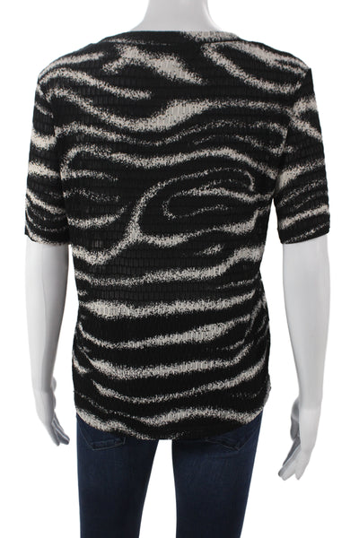 Sophyline Womens Basic Animal Print Black Crew Neck Short Sleeve T-Shirt Size S