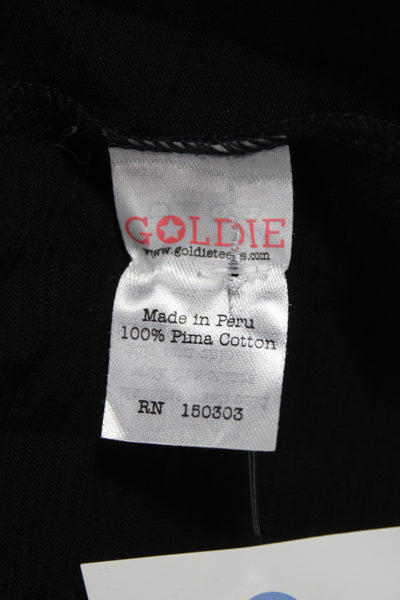 Goldie Women Basic T-Shirt Black Pima Cotton V-Neck Short Sleeve Size M