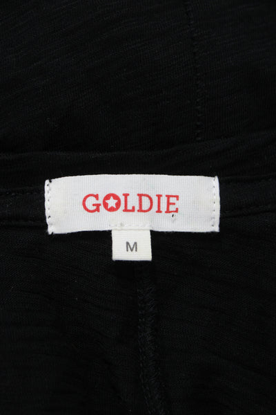 Goldie Women Basic T-Shirt Black Pima Cotton V-Neck Short Sleeve Size M
