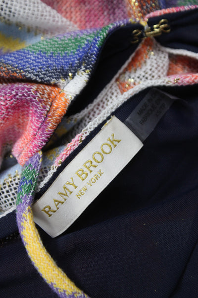 Ramy Brook Womens Basic Halter Tank Geometric Multicolor Petite Button Size XS