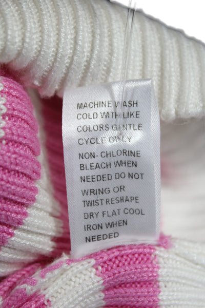 Central Park West Womens Cropped Striped V-Neck Sleeveless Tank Pink Size M