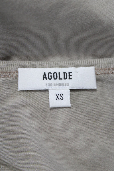 Agolde Womens Basic T-Shirt Beige Supima Cotton Crew Neck Short Sleeve Size XS
