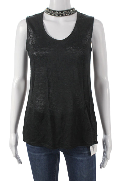 Generation Love Womens Black Linen Scoop Neck Tie Sleeveless Tank Size S