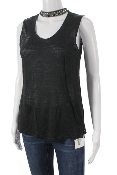 Generation Love Womens Black Linen Scoop Neck Tie Sleeveless Tank Size S