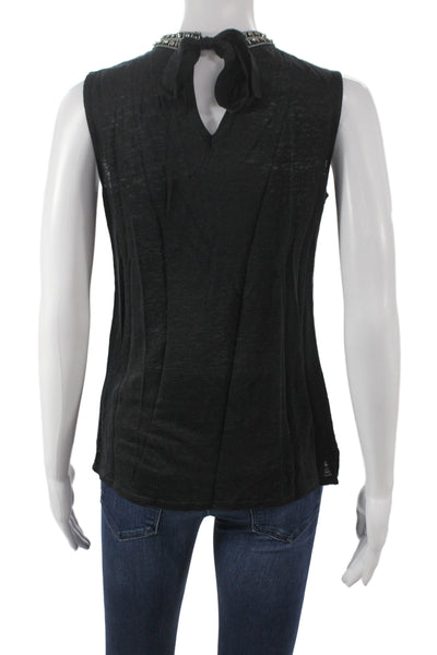 Generation Love Womens Black Linen Scoop Neck Tie Sleeveless Tank Size S