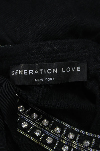 Generation Love Womens Black Linen Scoop Neck Tie Sleeveless Tank Size S