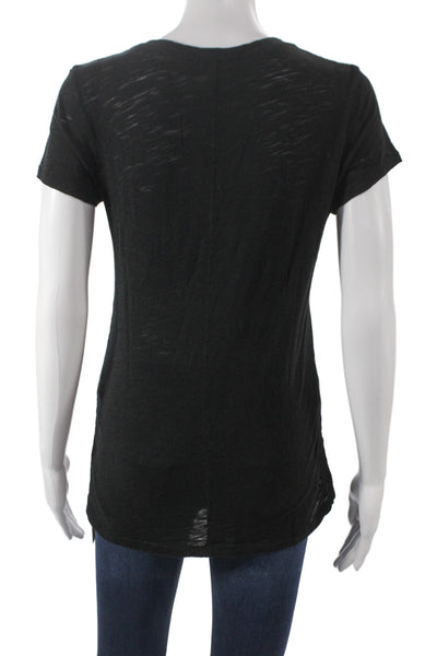 Goldie Women Basic Black V-Neck Pima Cotton Short Sleeve T-Shirt Size S
