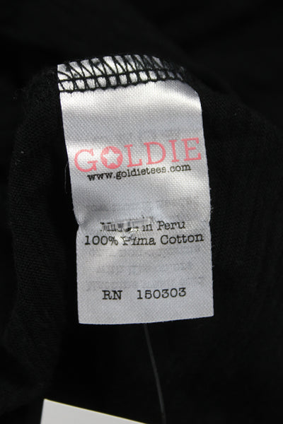 Goldie Women Basic Black V-Neck Pima Cotton Short Sleeve T-Shirt Size S