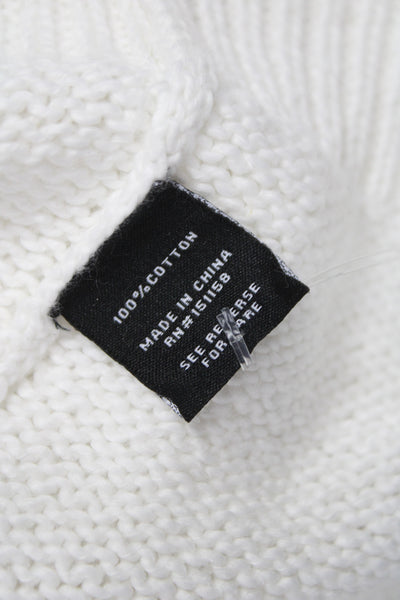 525 America Women White V-Neck Short Sleeve Pullover Sweater 100% Cotton Size S