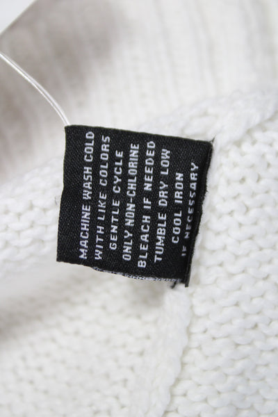 525 America Women White V-Neck Short Sleeve Pullover Sweater 100% Cotton Size S