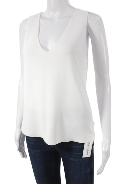 Alexandre Laurent Womens Basic V-Neck Tank White Sleeveless Size S