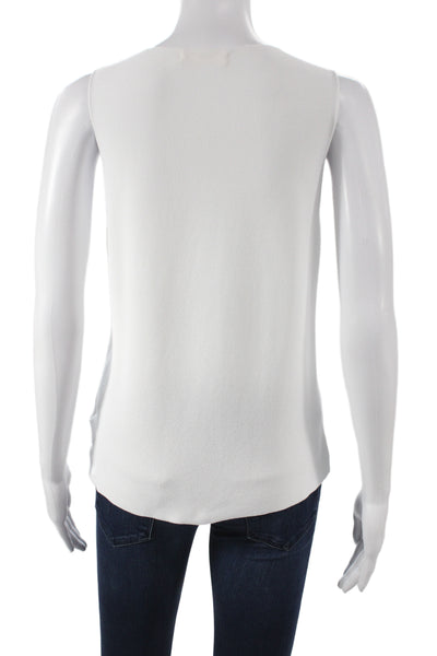 Alexandre Laurent Womens Basic V-Neck Tank White Sleeveless Size S