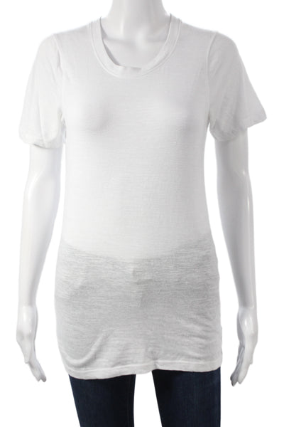 Monrow Womens Basic White Short Sleeve Round Neck T Shirt Size M