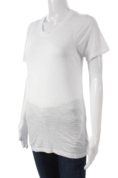 Monrow Womens Basic White Short Sleeve Round Neck T Shirt Size M