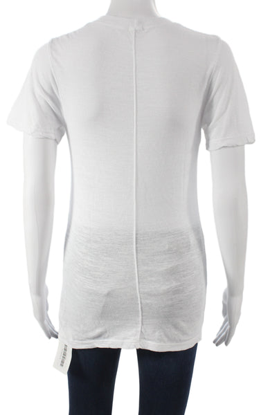 Monrow Womens Basic White Short Sleeve Round Neck T Shirt Size M