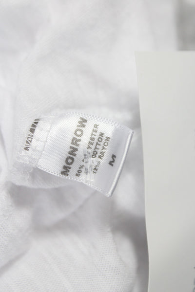 Monrow Womens Basic White Short Sleeve Round Neck T Shirt Size M