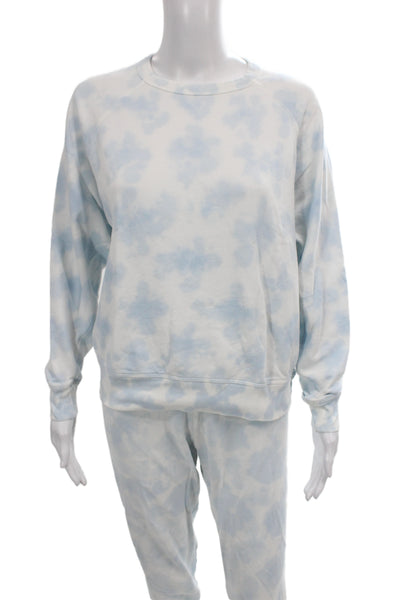 Leallo Women Blue Tie Dye 100% Cotton Pullover Crew Neck Pants Set Size S