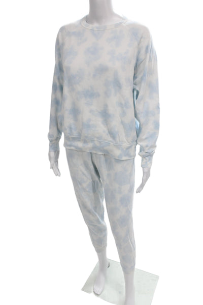 Leallo Women Blue Tie Dye 100% Cotton Pullover Crew Neck Pants Set Size S