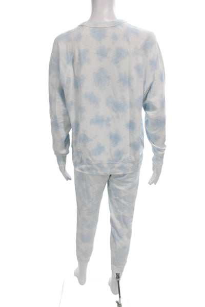 Leallo Women Blue Tie Dye 100% Cotton Pullover Crew Neck Pants Set Size S