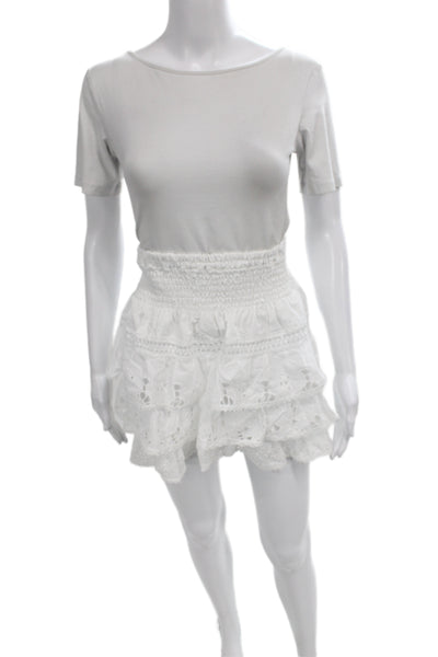 Temptation Positano Women Boho White Cotton Pettiskirt Mini Size XS