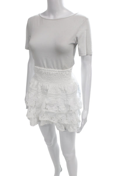 Temptation Positano Women Boho White Cotton Pettiskirt Mini Size XS