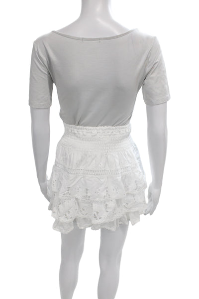 Temptation Positano Women Boho White Cotton Pettiskirt Mini Size XS