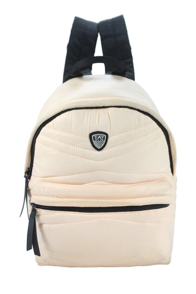 EA7 Emporio Armani Unisex Adults Small Quilted Zippered Backpack Beige