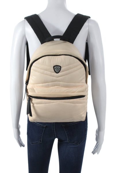 EA7 Emporio Armani Unisex Adults Small Quilted Zippered Backpack Beige