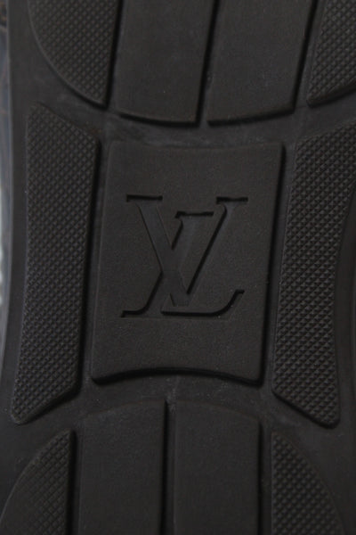 Louis Vuitton Womens Embossed Leather Suede Low-Top Sneakers Brown Size 5.5