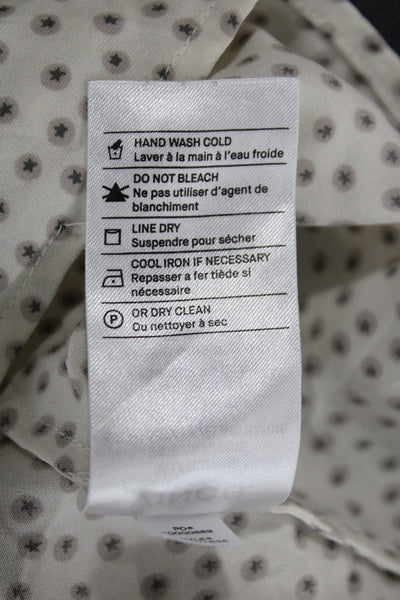 Vince Womens Tunic Polka Dot Long Sleeve Button Cuff Silk Stretch Beige Size L